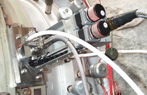Two axis traversing system in situ on a gas turbine